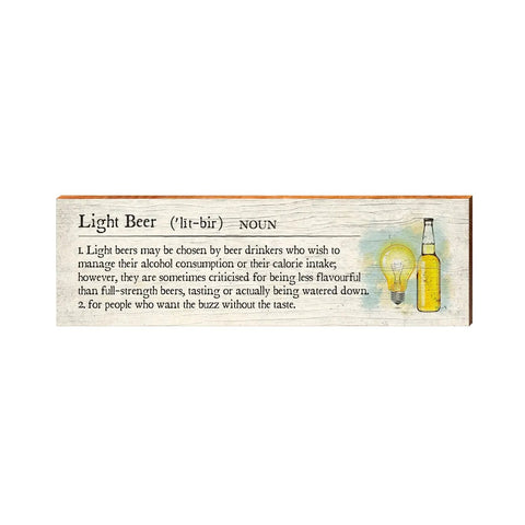 Light Beer Definition Wooden Sign | Wall Art Print on Real Wood | Home Decor Wood Sign Mill Wood Art   