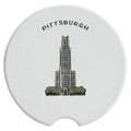 Pitt Cathedral of Learning Ceramic Car Coaster - Single Coaster Car Coaster The Doodle Line   