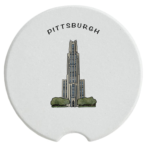 Pitt Cathedral of Learning Ceramic Car Coaster - Single Coaster Coasters The Doodle Line   