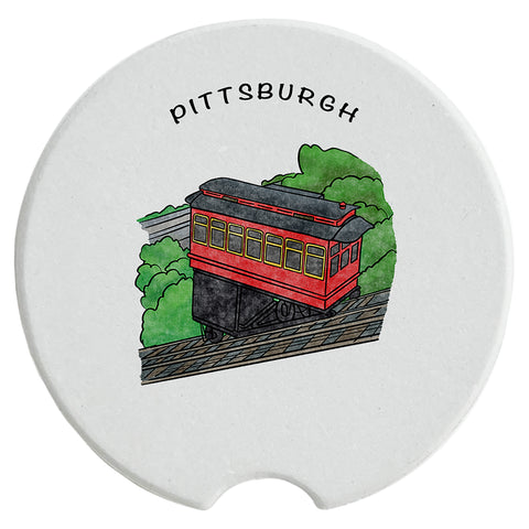 Pittsburgh The Duquesne Incline Ceramic Car Coaster - 1 Pack - Single Coaster Coasters The Doodle Line   
