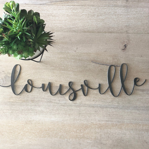 Louisville Wall Decor - Recycled Steel Metal Wall Sign with Rust Resistant Finish