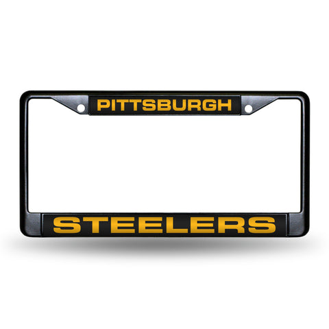 Pittsburgh Steelers Black Laser Chrome License Plate Frame by Rico Industries
