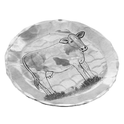 Farmhouse Cow Coaster by Wendell August Forge - Rustic Wooden Drink Mats for Home Bar