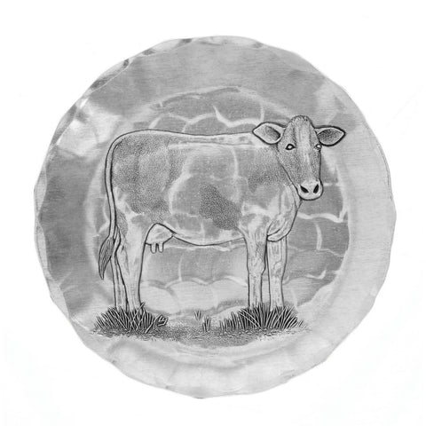 Farmhouse Cow Coaster by Wendell August Forge - Rustic Wooden Drink Mats for Home Bar