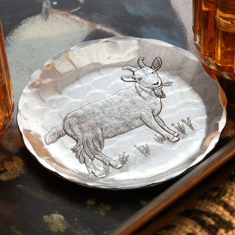 Farmhouse Goat Coaster | Handcrafted Wooden Beverage Coaster for Rustic Kitchen Decor