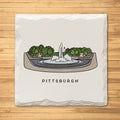 Point State Park Fountain Ceramic Drink Coaster set - 4 Pack Coasters The Doodle Line   