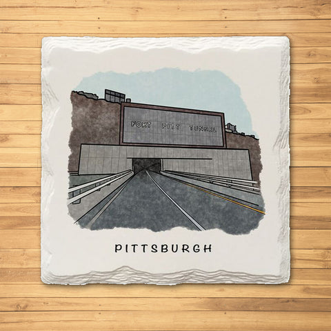 Fort Pitt Tunnel Ceramic Drink Coaster - 1 Pack - Single Coaster Coasters The Doodle Line   