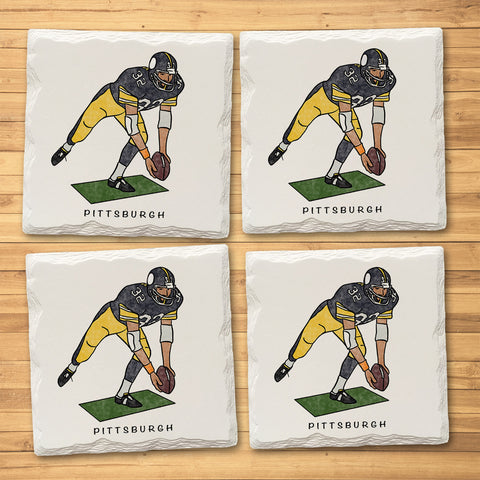 Franco Harris Immaculate Reception Ceramic Drink Coaster set - 4 Pack Coasters The Doodle Line   