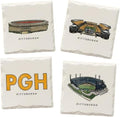 Pittsburgh Iconic Stadium Variety Pack - Ceramic Drink Coasters - 4 Coasters Coasters The Doodle Line