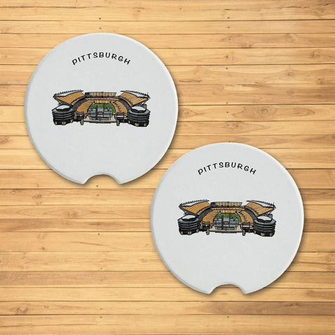 Pittsburgh Football Stadium Ceramic Car Coaster - 2 Pack Coasters The Doodle Line   