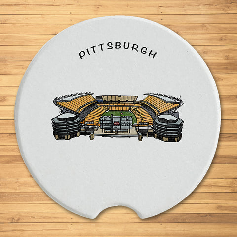 Pittsburgh Football Field Ceramic Car Coaster - 1 Pack - Single Coaster Coasters The Doodle Line   