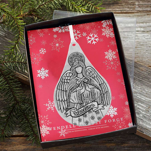 Healing Angel Ornament – Wendell August Forge Teardrop Keepsake for Emotional Healing