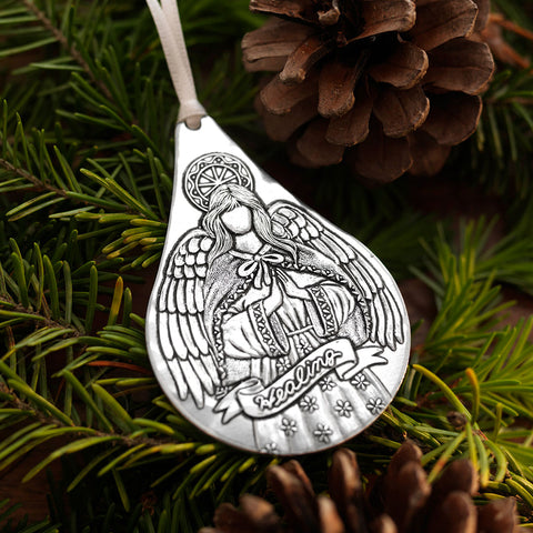 Healing Angel Ornament – Wendell August Forge Teardrop Keepsake for Emotional Healing