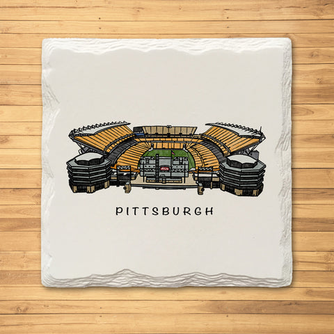 Pittsburgh Iconic Stadium Variety Pack - Ceramic Drink Coasters - 4 Coasters Coasters The Doodle Line