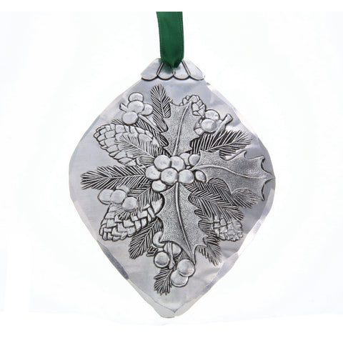 Wendell August Forge Holly Bulb Ornament – Hand Hammered Aluminum Christmas Tree Decoration