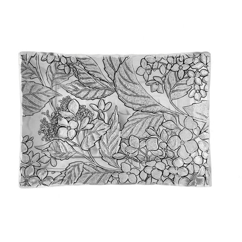 Hydrangea Truffle Tray - Hand Hammered Decorative Tray with Flower Design