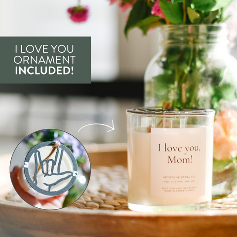 'I Love You, Mom' Candle + Ornament Set