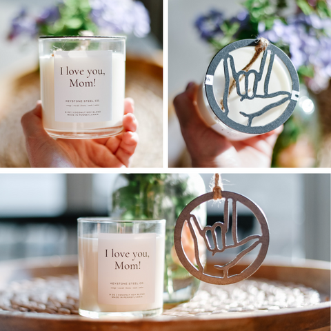 'I Love You, Mom' Candle + Ornament Set
