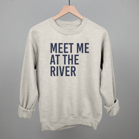 Meet Me At The River Corded Fabric Tee – Blue Crew Sweatshirt, Comfortable Casual Wear