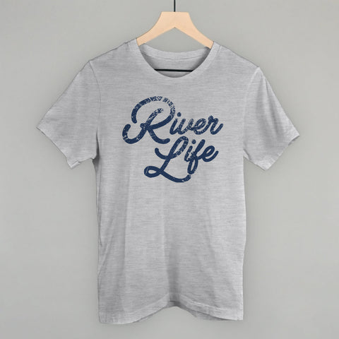 Distressed Script Tee – River Life Design | Comfortable Unisex Shirt by Ivy + Cloth