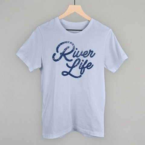 Distressed Script Tee – River Life Design | Comfortable Unisex Shirt by Ivy + Cloth