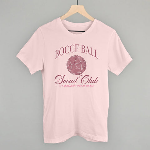 Bocce Ball Shirt – Pink Bocce Ball Social Club | Lightweight Corded Fabric Tee