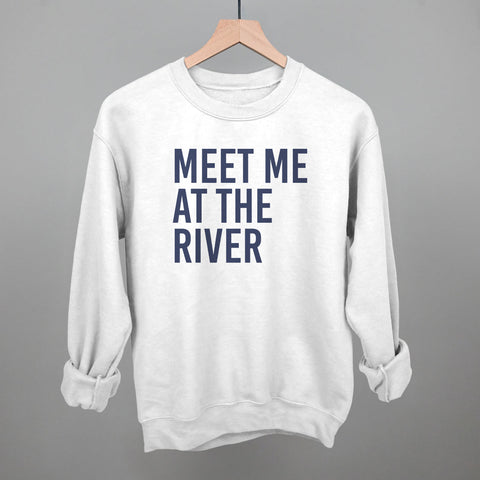 Meet Me At The River Corded Fabric Tee – Blue Crew Sweatshirt, Comfortable Casual Wear
