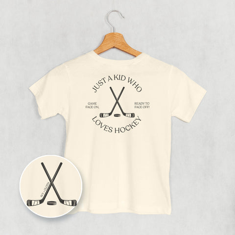 Just A Kid Who Loves Hockey (Kids Back Print)