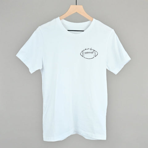 Football Game Day Shirt - Game Day Apparel With Football Scribble Design Left Chest Print
