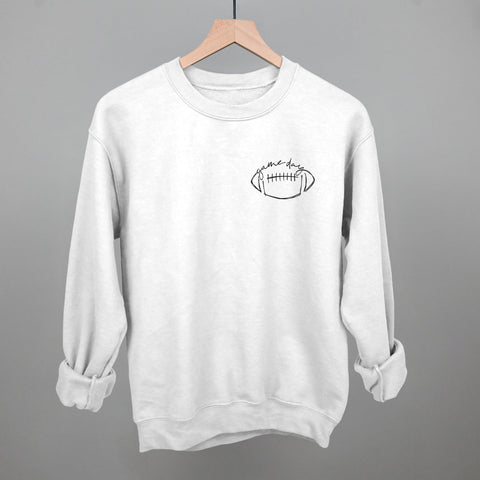 Football Game Day Shirt - Game Day Apparel With Football Scribble Design Left Chest Print