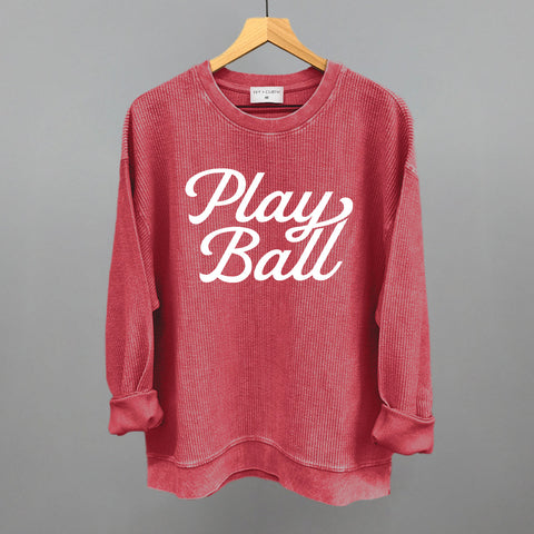 Play Ball (Vintage Script White)