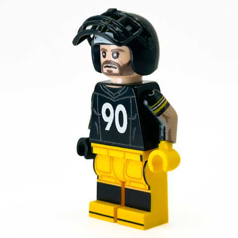 #90 LB Pittsburgh Football Player Minifig made using LEGO parts - B3 Customs