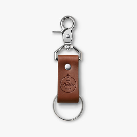 Brown Wanderchain Leather Keychain – Handcrafted Full Grain Portable Travel Accessory