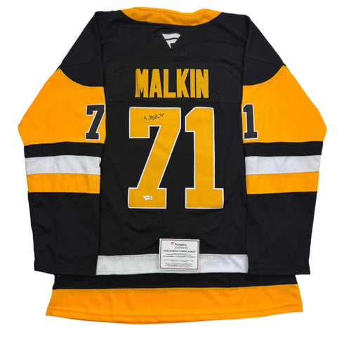 Autographed/Signed Evgeni Malkin Pittsburgh Penguins Authentic Black Hockey Jersey Fanatics COA