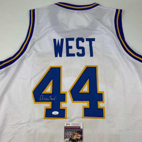 Autographed/Signed Jerry West West Virginia White College Basketball Jersey JSA COA