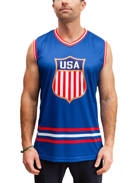 USA Hockey Shield Hockey Tank Hockey tanks Bench Clearers Navy Blue Polyester S