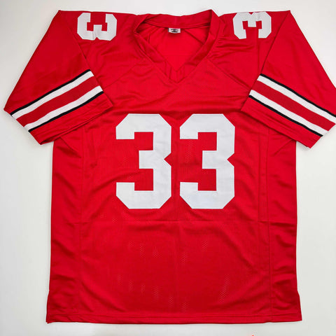 Autographed/Signed Jack Sawyer Ohio State Red College Football Jersey Beckett BAS COA