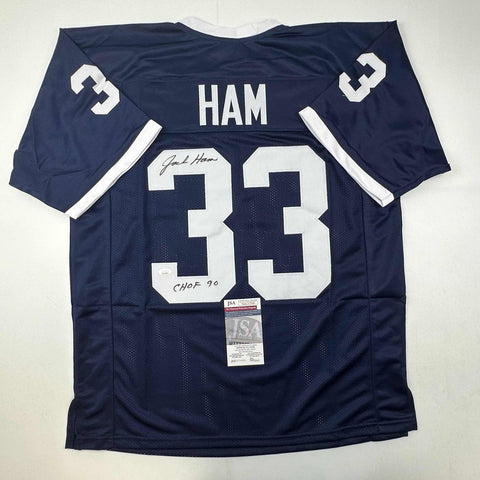 Autographed/Signed Jack Ham CHOF 90 Penn State Blue College Football Jersey JSA COA