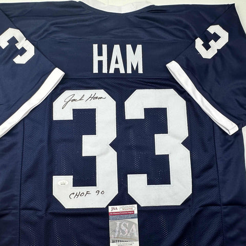 Autographed/Signed Jack Ham CHOF 90 Penn State Blue College Football Jersey JSA COA