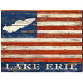 Lake Erie American Flag | Wall Art Print on Real Wood  Mill Wood Art 14" x 10.5"  