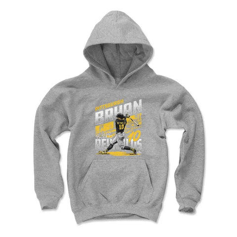 Pittsburgh Pirates Bryan Reynolds Kids Youth Hoodie Kids Youth Hoodie 500 LEVEL Gray S Kids Youth Hoodie