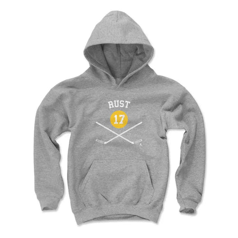 Pittsburgh Penguins Bryan Rust Kids Youth Hoodie Kids Youth Hoodie 500 LEVEL Gray S Kids Youth Hoodie