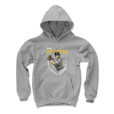 Pittsburgh Pirates Bryan Reynolds Kids Youth Hoodie Kids Youth Hoodie 500 LEVEL Gray S Kids Youth Hoodie