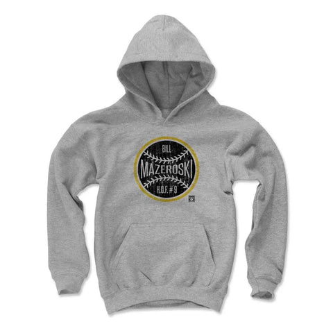 Pittsburgh Pirates Bill Mazeroski Kids Youth Hoodie Kids Youth Hoodie 500 LEVEL Gray S Kids Youth Hoodie