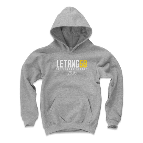 Pittsburgh Penguins Kris Letang Kids Youth Hoodie Kids Youth Hoodie 500 LEVEL Gray S Kids Youth Hoodie