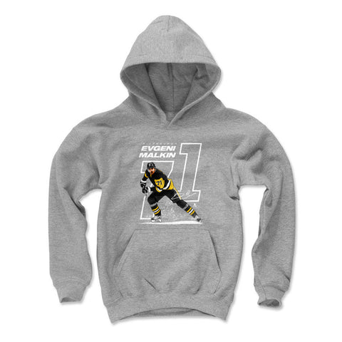 Pittsburgh Penguins Evgeni Malkin Kids Youth Hoodie Kids Youth Hoodie 500 LEVEL Gray S Kids Youth Hoodie