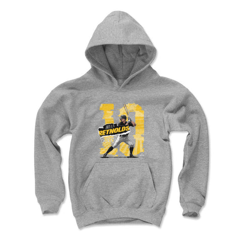 Pittsburgh Pirates Bryan Reynolds Kids Youth Hoodie Kids Youth Hoodie 500 LEVEL Gray S Kids Youth Hoodie