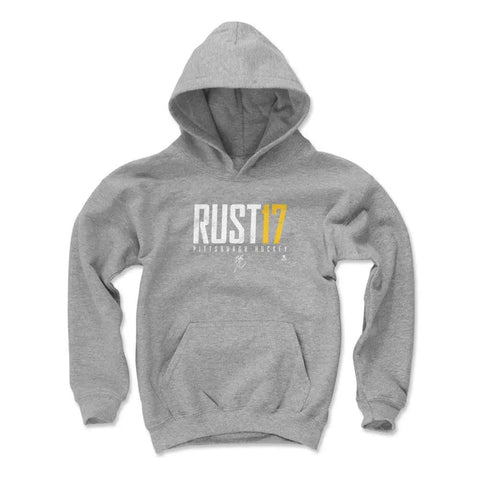 Pittsburgh Penguins Bryan Rust Kids Youth Hoodie Kids Youth Hoodie 500 LEVEL Gray S Kids Youth Hoodie