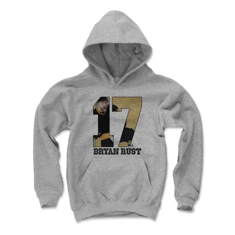 Pittsburgh Penguins Bryan Rust Kids Youth Hoodie Kids Youth Hoodie 500 LEVEL Gray S Kids Youth Hoodie