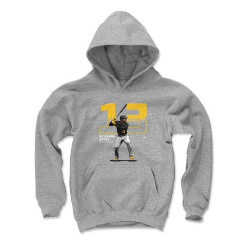 Pittsburgh Pirates Ke'Bryan Hayes Kids Youth Hoodie Kids Youth Hoodie 500 LEVEL Gray S Kids Youth Hoodie